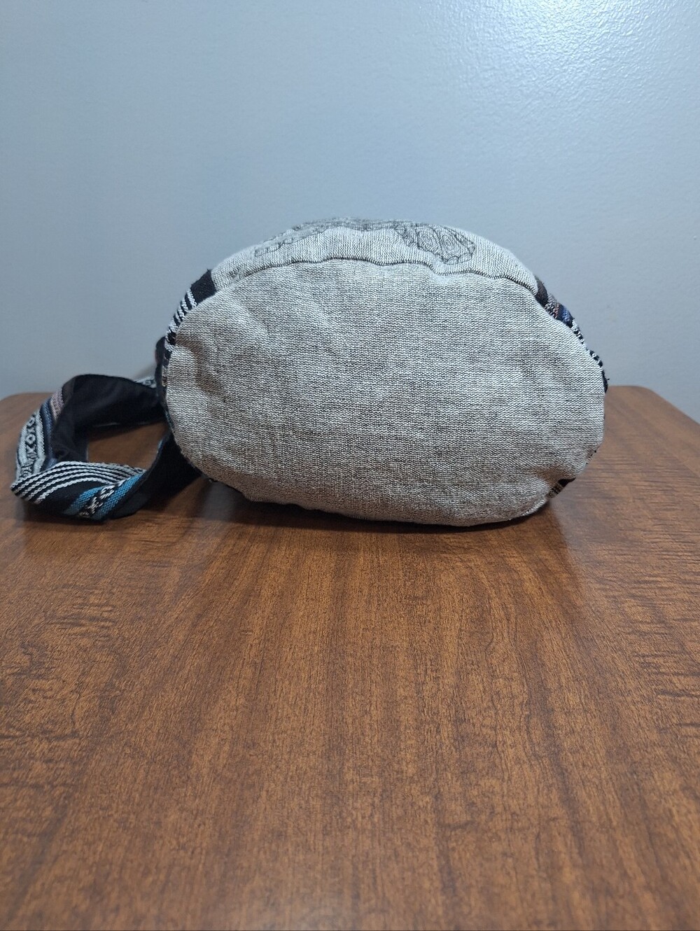 Handmade Cotton Sea Turtle Hobo Crossbody Sling Bag Wide Strap Gray Boho Hippie - Picture 3 of 16